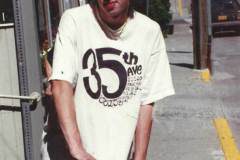 One of John's children, Noah, in front of Family Shoe in the 1990s.